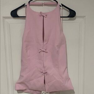 Zara Light Pink Bow-Accent Blouse